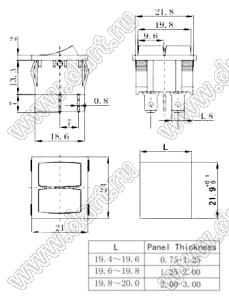 K2-D переключатель клавишный; 10A 250VAC / 15A 250VAC / 20A 250VAC