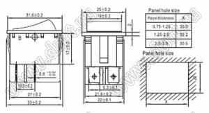 RL2-321-C-0-(BK-GR)/BK-P1 переключатель клавишный; ON-OFF; 4P; DPST; 16A 250VAC; черный/зеленый; черный