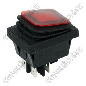 RL2(P)-21/N-0-RE/BK-P1 переключатель клавишный; ON-OFF; 4P; DPST; 16A 250VAC; красный; черный; с подсветкой