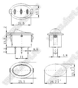 K5-C переключатель клавишный; 10A 250VAC / 15A 250VAC / 20A 250VAC