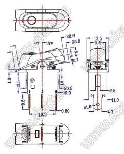 RK-03 переключатель клавишный; ON-OFF; 10A 250VAC / 16A 250VAC; с подсветкой