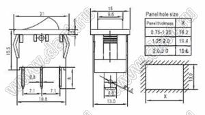 RL3-311/N-G-2-RE/BK-P4 переключатель клавишный; ON-OFF; 3P; SPST; 6A 250VAC; красный; черный; маркировка O I; с подсветкой