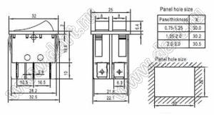RL2-521/N-C-0-GR/BK-P2 переключатель клавишный двойной; ON-OFF; 6P; DPST; 16A 250VAC; зеленый; черный; с подсветкой