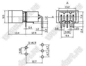 RLS-103-A3T переключатель клавишный; ON-OFF-ON; SPDT; 3P
