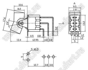 RLS-113-A4 переключатель клавишный; ON-OFF-(ON); SPDT; 3P