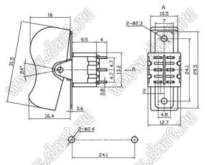 RLS-203-D1 переключатель клавишный; ON-OFF-ON; DPDT; 6P