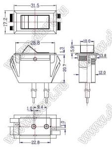 ZE-204 переключатель клавишный; ON-OFF; 10A 250VAC