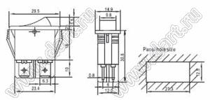 RL1-8(W)21-C-2-BK/BK-P1 переключатель клавишный; ON-OFF; 4P; DPST; 16A 250VAC; черный; черный