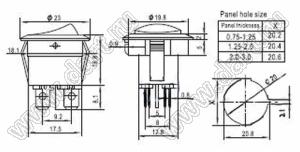 RL3-4(R)-21-D(RE)-0-BK/BK-P8 переключатель клавишный; ON-OFF; 4P; DPST; черный; черный; с круглым светодиодом
