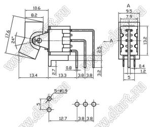 RLS-113-A4T переключатель клавишный; ON-OFF-(ON); SPDT; 3P