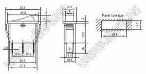 RL1-111-C-2-BK/BK-P2 переключатель клавишный; ON-OFF; 2P; SPST; 16A 250VAC; черный; черный; маркировка O I