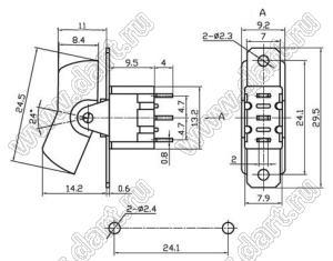 RLS-102-C1 переключатель клавишный; ON-ON; SPDT; 3P