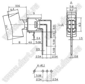 SRLS-103-C4H переключатель клавишный; ON-OFF-ON; SPDT; 3P