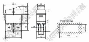 RL1-811-C-0-BK/BK-P1 переключатель клавишный; ON-OFF; 2P; SPST; 16A 250VAC; черный; черный