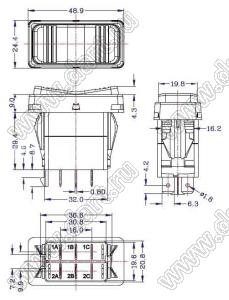 RK-10C переключатель клавишный; ON-OFF-(ON); 20A 12V