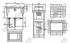 RL3-812-G-0-BK/BK-P55 переключатель клавишный; ON-ON; 3P; SPST; 3A 250VAC; черный; черный