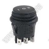 RL3-5(X)P-23-H-6-BK/BK-P4 переключатель клавишный; ON-OFF-ON; 6P; DPDT; 12A 250VAC; черный; черный; маркировка I O II