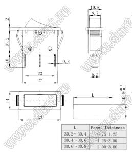 K3-A переключатель клавишный; 20A 250VAC / 25A 250VAC / 30A 250VAC