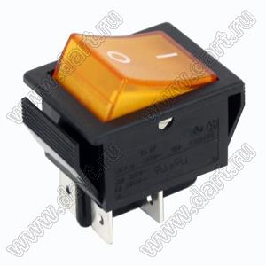 RL2-121/N-C-2-OR/BK-P2 переключатель клавишный; ON-OFF; 4P; DPST; 16A 250VAC; оранжевый; черный; маркировка O I; с подсветкой