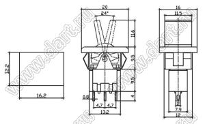 RLS-113-F1 переключатель клавишный; ON-OFF-(ON); SPDT; 3P