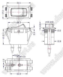 ZE-204B переключатель клавишный; ON-OFF; 10A 250VAC