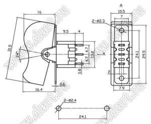 RLS-102-D1 переключатель клавишный; ON-ON; SPDT; 3P