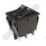 RL2-421/N-D(RE)-12-BK/BK-P2 переключатель клавишный двойной; ON-OFF; 6P; DPST; 16A 250VAC; черный; черный; маркировка I / II; с круглым светодиодом
