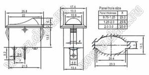 RL3-611-G-2-BK/BK-P5 переключатель клавишный; ON-OFF; 2P; SPST; 6A 250VAC; черный; черный; маркировка O I