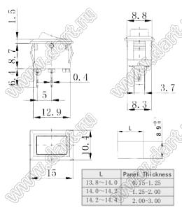 K6-A переключатель клавишный; 12A 250VAC