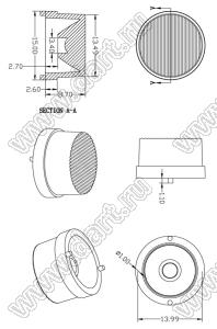 ILENS4-S15-FR1065-NH линза для светодиода; D15*8,7мм; 10*65°; PMMA