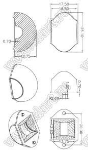 ILENS21-S2518-06180-NH линза для светодиода; 25,1*17,5*13,75мм; 6*180°; PMMA