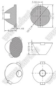 ILENS26-S14-25-H линза для светодиода; D13,5*8,0мм; 25°; PMMA