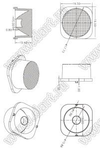 ILENS3-S20-2045-NH линза для светодиода; 19,5*19,5*10,4мм; 20*45°; PMMA