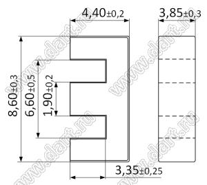 EE8.3 (K44) сердечник ферритовый; μ=450
