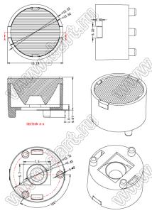 ILENS24-S14-B2065-H-35M2 линза для светодиода; D15,22*11,07мм; 20*65°; PMMA