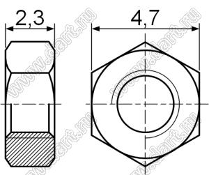 PN-2.5N гайка; M2,5; нейлон-66