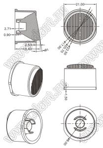 ILENS14-S23-PG1045-NH линза для светодиода; D22,5*16,4мм; 10*45°; PMMA