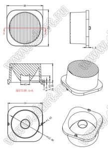 ILENS3-S20-1065-NH линза для светодиода; 20,0*20,0*11,4мм; 10*65°; PMMA