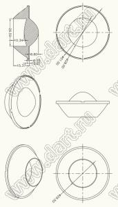 ILENS37-S52-03-NH линза для светодиода; D51,5*24,2мм; 3°; PMMA