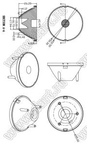 ILENS36-S50-M03-H-87M2 линза для светодиода; D52,5*27,6мм; 3°; PMMA