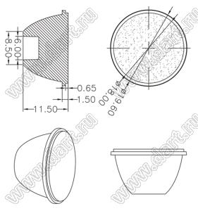 ILENS28-S20-90-H линза для светодиода; D19,6*11,50мм; 90°; PMMA