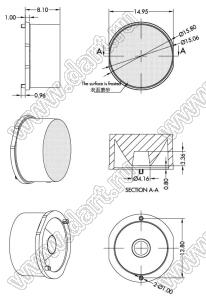 ILENS2-S15-FR30-NH линза для светодиода; D14,8*9,2мм; 30°; PMMA