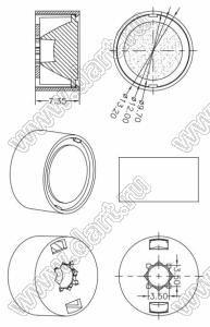 ILENS25-S12-50-H-72M2 линза для светодиода; D12,0*6,0мм; 50°; PMMA