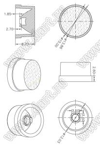 ILENS4-S15-30-NH линза для светодиода; D15*8,7мм; 30°; PC