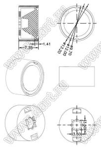 ILENS25-S12-30-H линза для светодиода; D12,0*6,0мм; 30°; PMMA