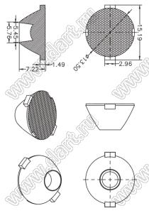 ILENS24-S14-30-H линза для светодиода; D13,5*7,5мм; 30°; PMMA