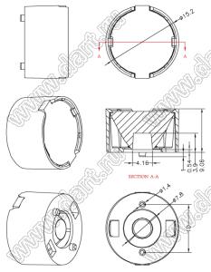 ILENS26-S14-10-H-113M2 линза для светодиода; D15,20*10,06мм; 10°; PMMA