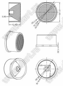 ILENS12-S23-40-NH линза для светодиода; D22,5*12,4мм; 40°; PMMA