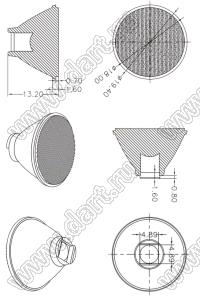 ILENS18-S20-2065-NH линза для светодиода; D19,6*13,2мм; 20*65°; PMMA