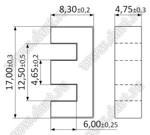 EF17 (K44) сердечник ферритовый; μ=1100
